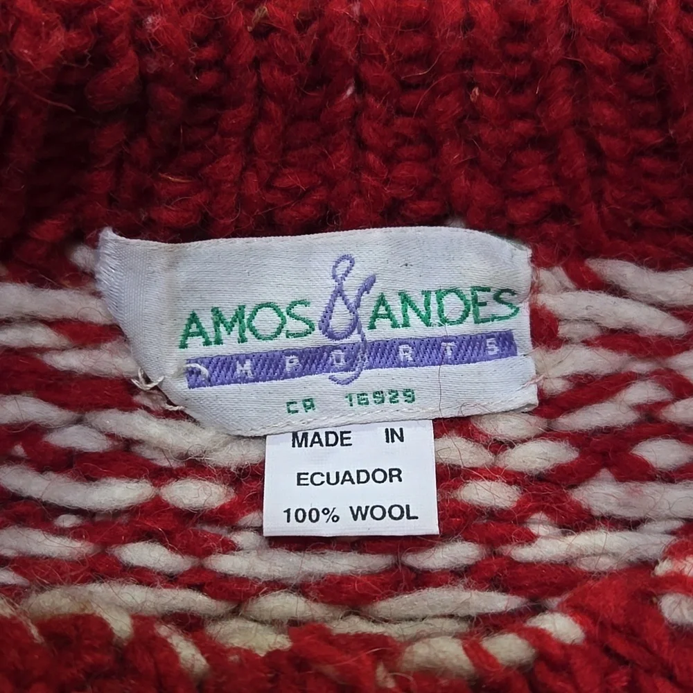 VINTAGE Red Snowflake Pattern Wool Sweater - Picture 2 of 13